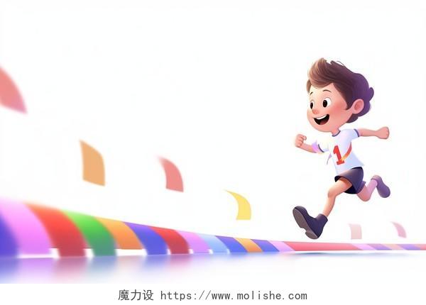 儿童运动赛跑3D卡通AI插画